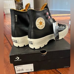 Women’s size 9 waterproof black leather converse